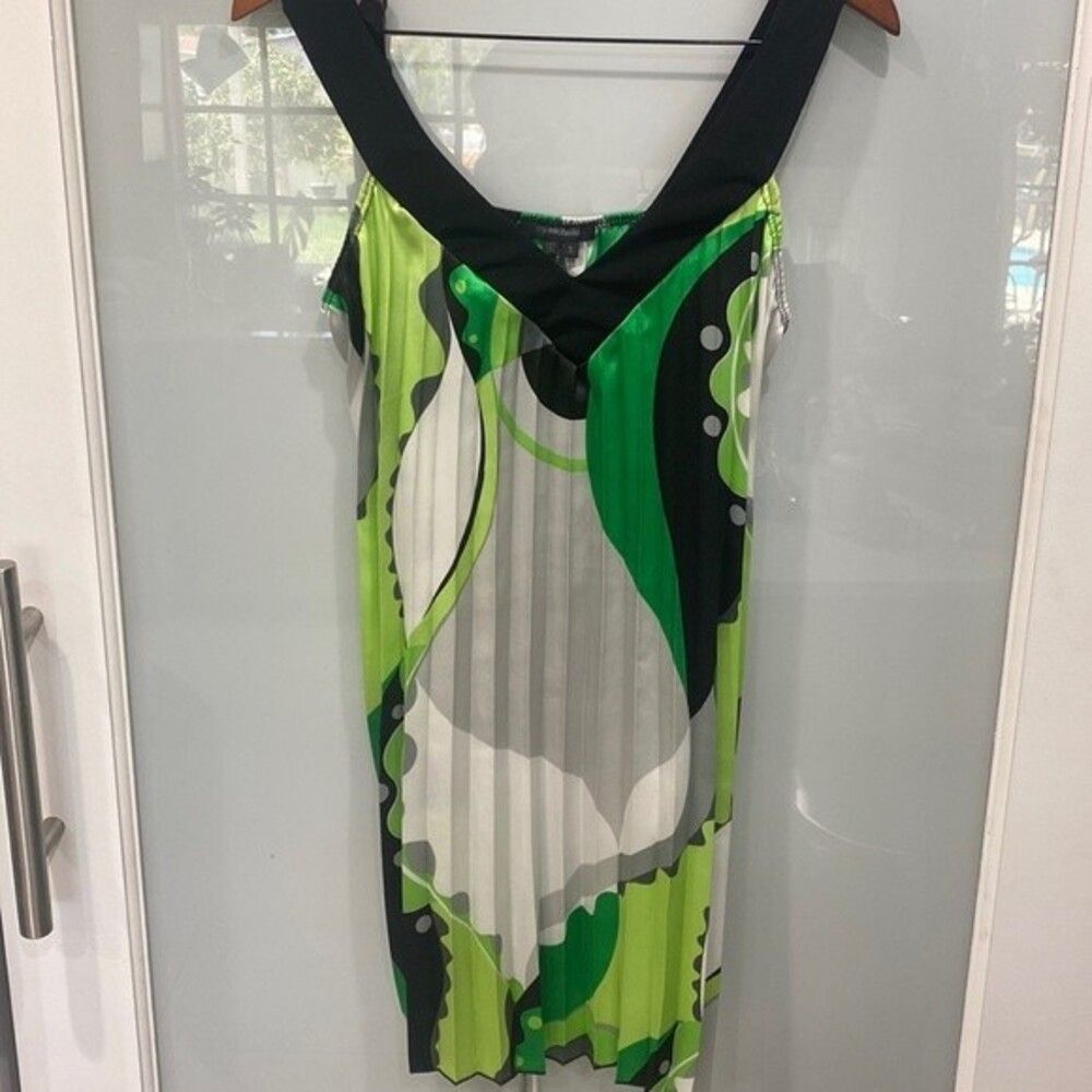 My Michelle Women's Green Black Pleated Tank Top Blouse Shirt Top Sz S